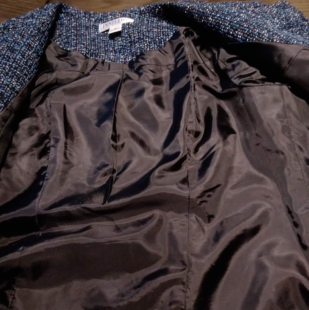 Pendleton Navy Tweed Button-Front Women's Jacket Size 6 - Picture 10 of 12